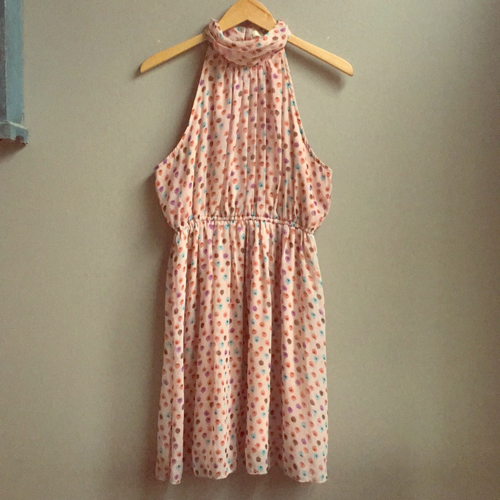 Pink halter top dress with polka dot rams/sheep
